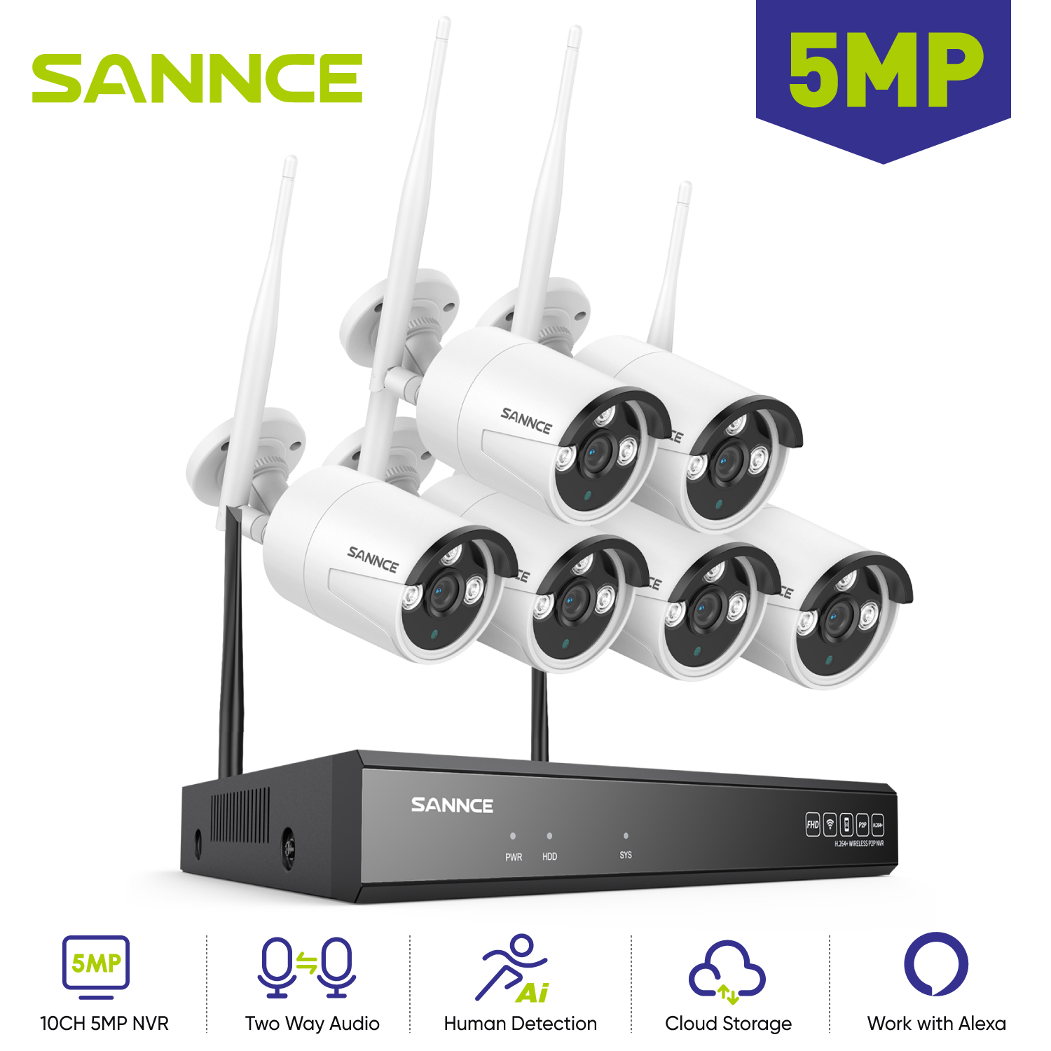 Home Security Outdoor Cameras - كاميرا مراقبة خارجية Sannce-ip ، مجموعة