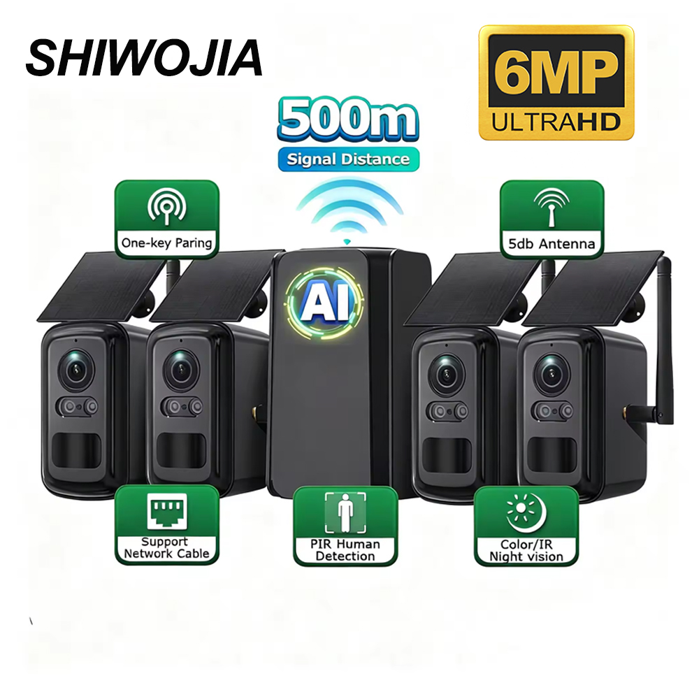 Home Security No Subscription - SHIWOJIA 6MP نظام الأمن الشمسي واي
