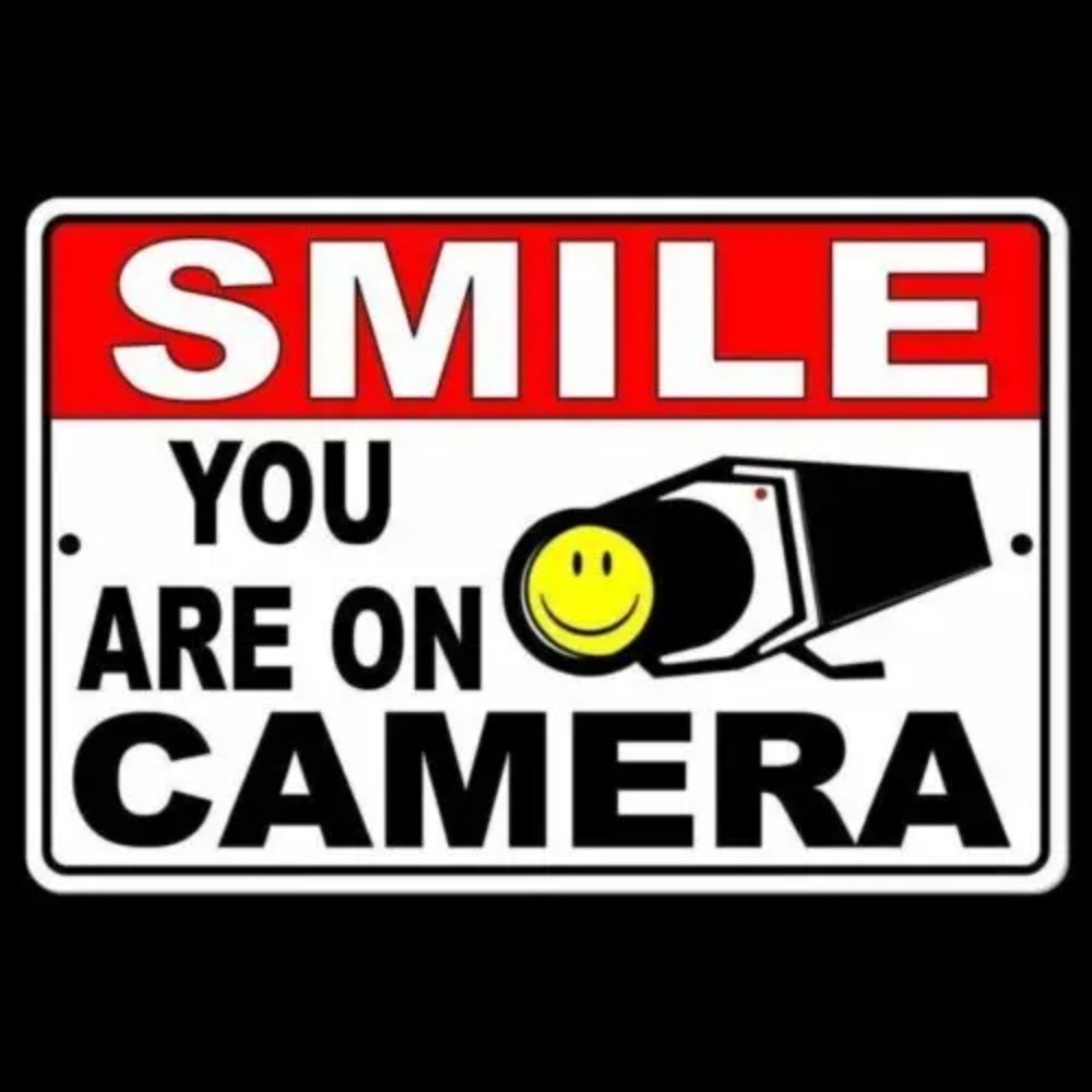 Home Yard Security Cameras - لافتة تحذير معدنية 'ابتسامة، أنت على